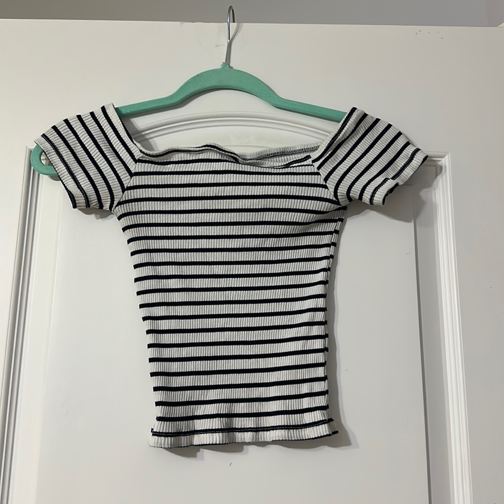 H & M off the shoulder striped top